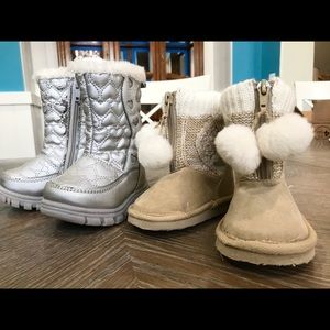 Childrens Place Silver Cream Toddler Snow Boots 5